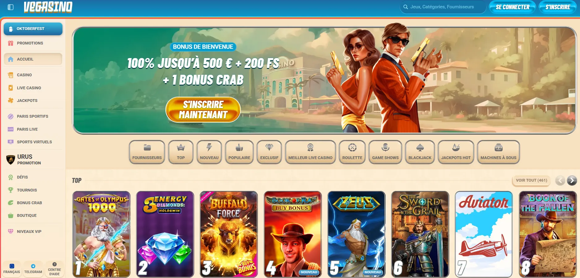 Pourquoi choisir Vegasino Casino en ligne ?